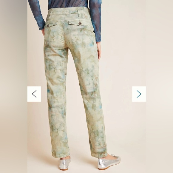 Anthropologie The Wanderer Pants Women's 25 Green Linen Blend Cargo Stretch Y2K - Picture 2 of 8